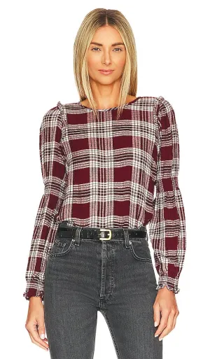 1. STATE Smocked Wide Neck Top in Wine