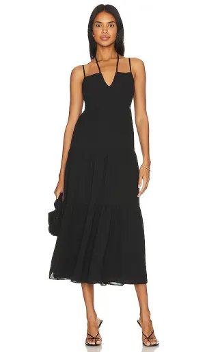 1. STATE Strappy V Neck Midi Dress in Black