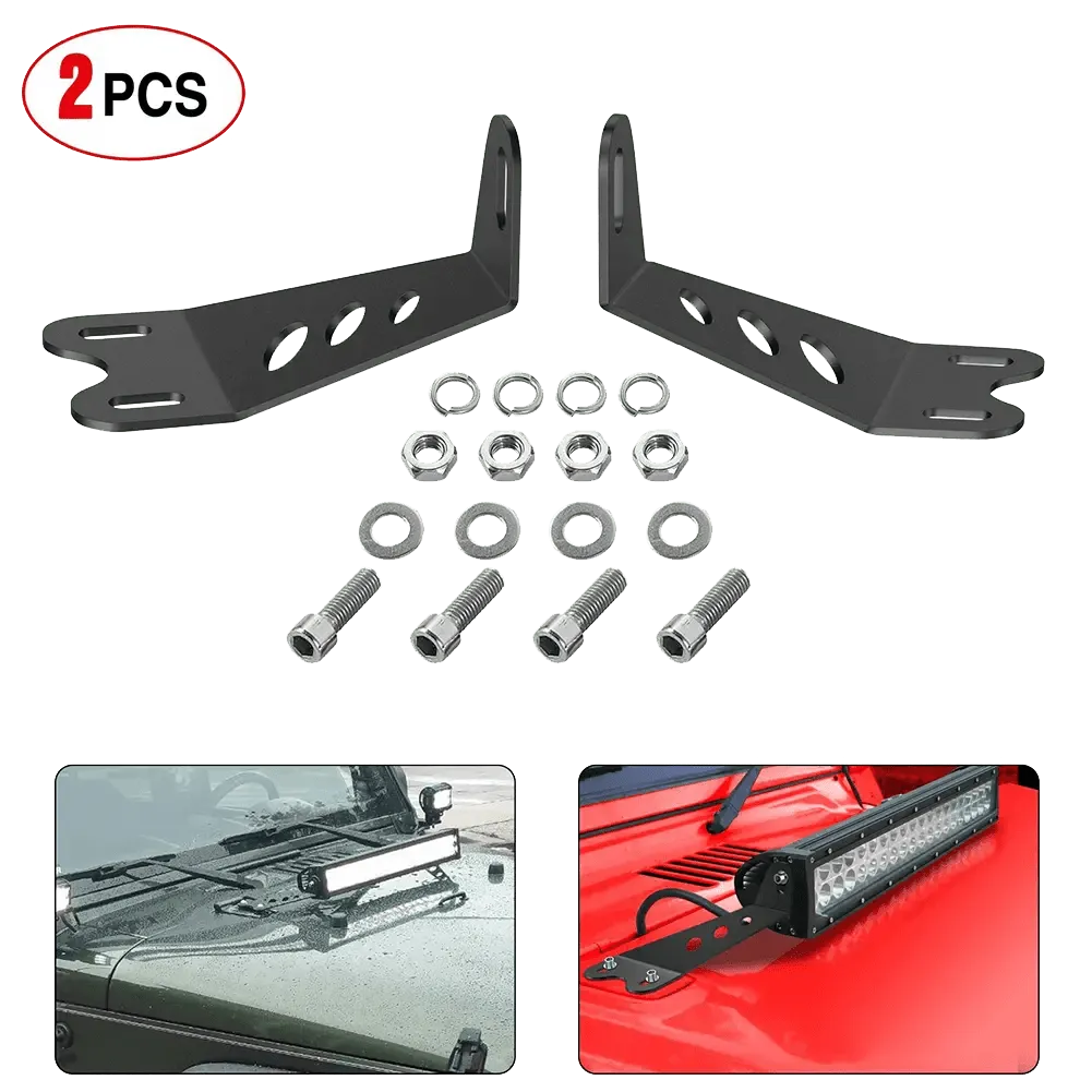 20 Inch Light Bar Hood Mounts For Jeep Wrangler JK 2007-2017