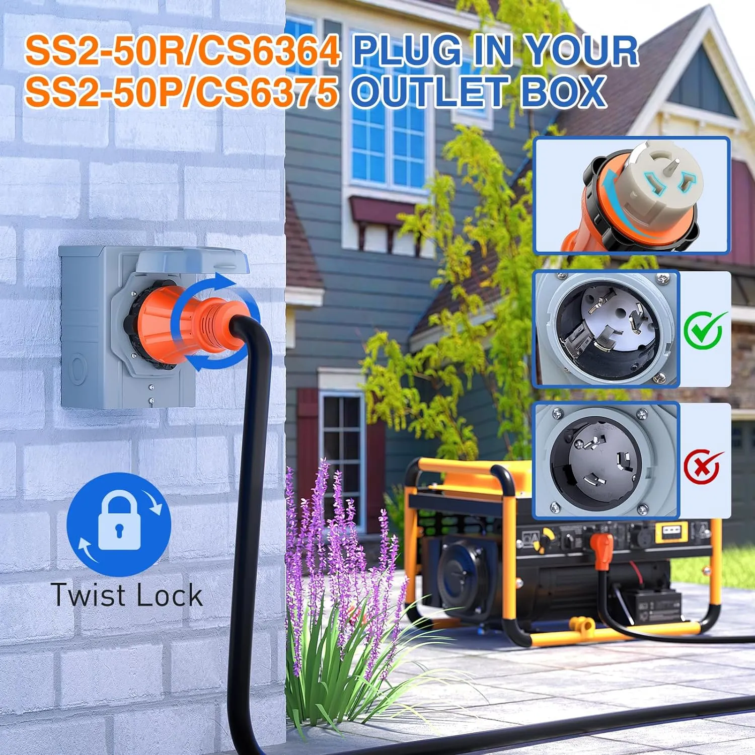 50Amp 25FT Generator Extension Cord