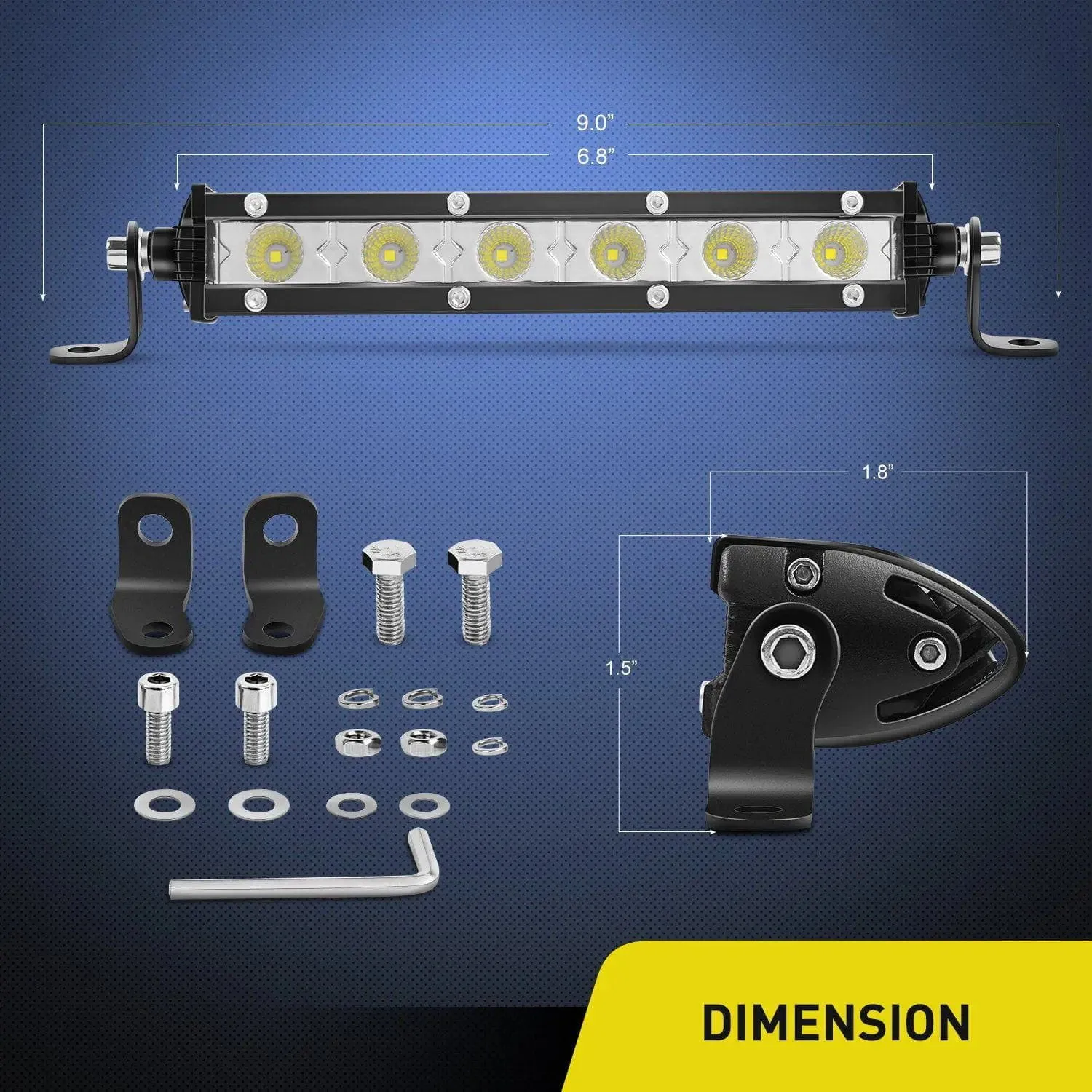 7 Inch 18W 1530LM Ultra-Slim Flood LED Light Bar (Pair)