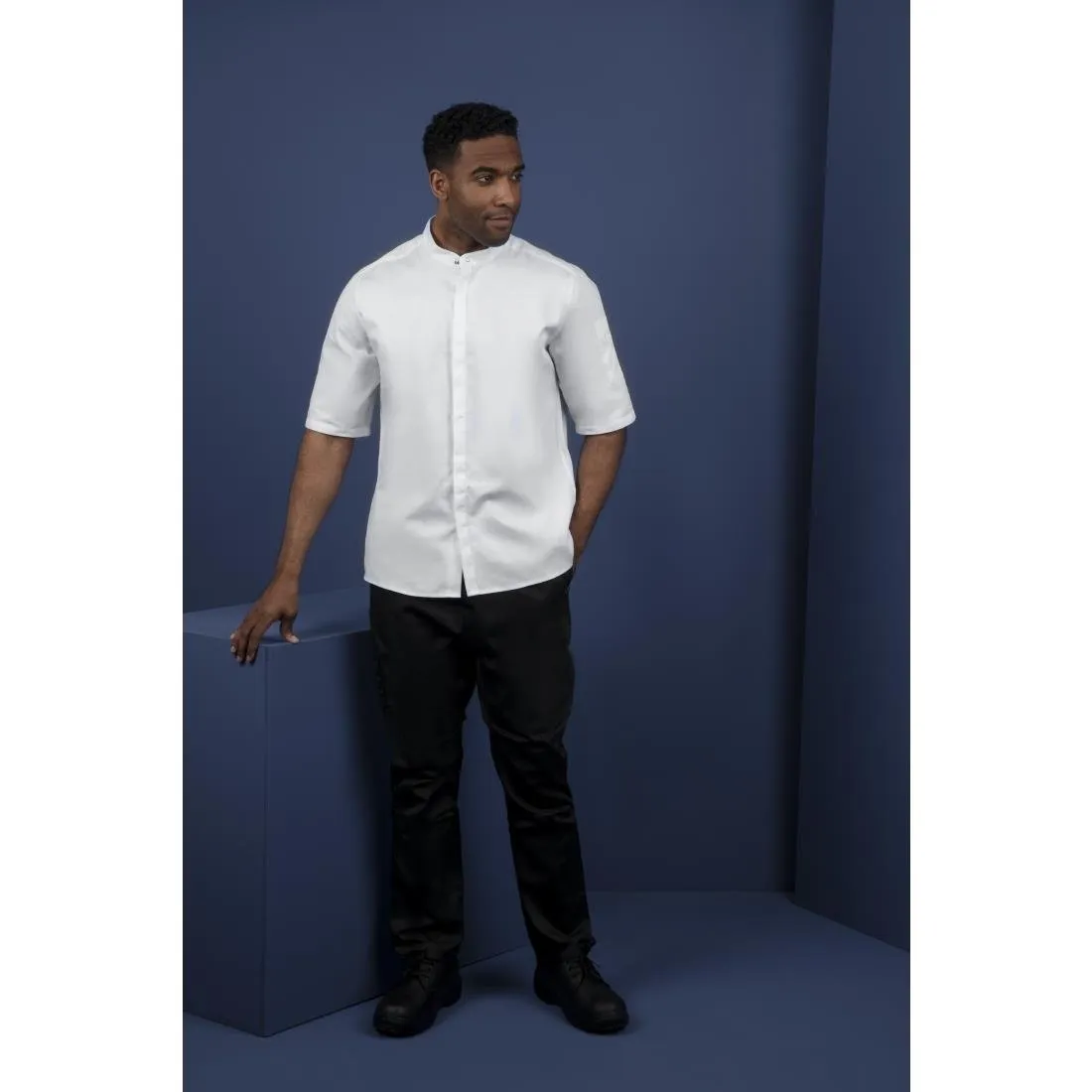 BB702-XL Southside Band Collar Chefs Jacket White Size XL