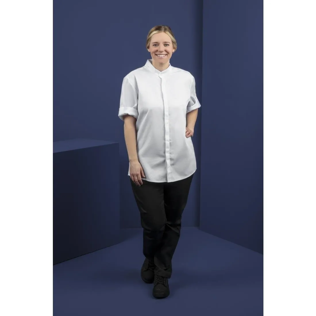 BB702-XL Southside Band Collar Chefs Jacket White Size XL