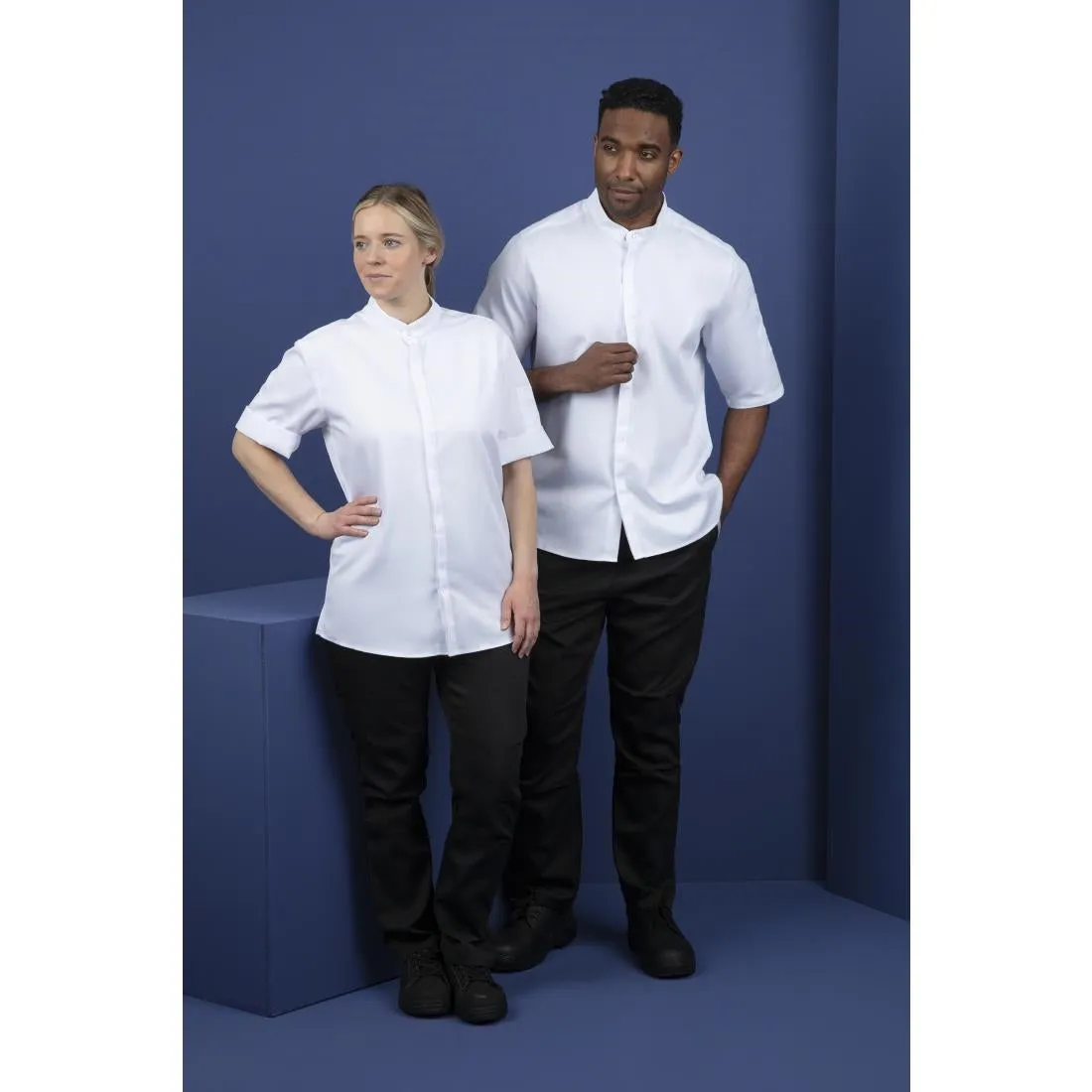 BB702-XL Southside Band Collar Chefs Jacket White Size XL