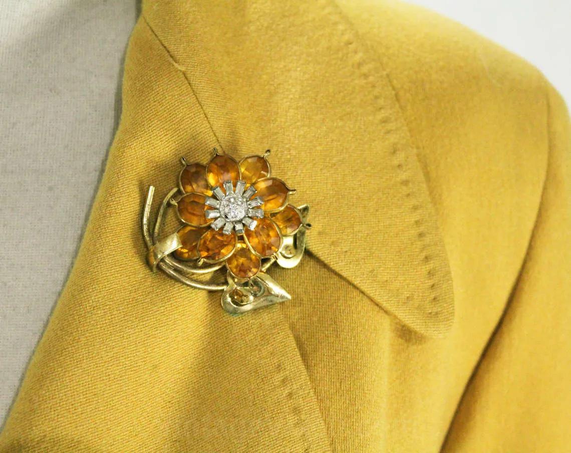 Size 6 1940s Suit - Saffron Yellow 40s Wool Gabardine Jacket & Skirt - Goldenrod Tailored WWII Era Beauty - Translucent Brown Buttons